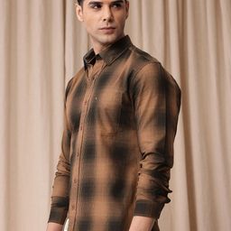 Mr Bowerbird Men Premium Tailored Fit Checked Pure Cotton Casual Shirt-image-61