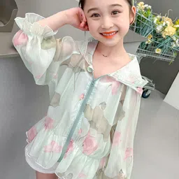 LULU & SKY Girls Floral without Crop Bomber with Embroidered Jacket-image-58