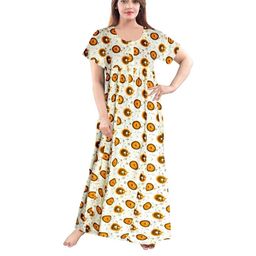 Pure Cotton Printed Nighty Nightrdess Maxi Gown For Women-image-77