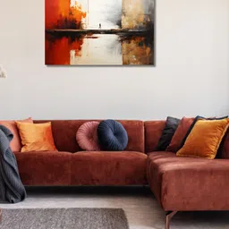 Viventiq White & Orange Abstract Printed Without Frame Canvas Wall Art-image-66