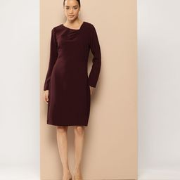Chemistry Asymmetric Neck Full Sleeves Sheath Dress-image-91