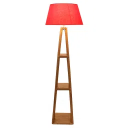 Tucasa SHS-171 Mango Wood Cotton B-22 Floor Lamp 60 Inch (Brown and Red)-image-33