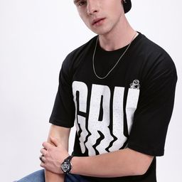 Kook N Keech Men Typography Printed Drop-Shoulder Sleeves Oversized Pure Cotton T-shirt-picture-13
