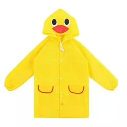 AllExtreme Polyester Material Cute Animal Print Hood Yellow Raincoat for Kids Free Size 105-125 cm, MK001-02-48