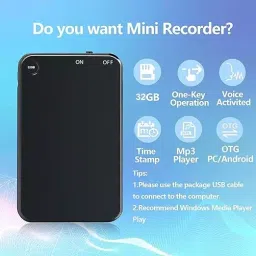 TECHNOVIEW Slimmest Mini Digital Voice Activated Audio Recorder with 32 GB Inbuilt Memory image 3
