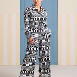 Muvazo Monotone Maze Printed Shirt Collar Neck Shirt With Trousers Co-Ords-image-71