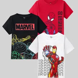 Marvel by Miss and Chief Boys 3 Avengers Printed Applique T-shirt-image-96