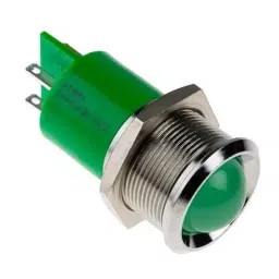 RS PRO Green Panel Mount Indicator , Mounting Hole Size 22 mm, Termination Type Solder Tab, Model No 211601-28