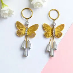AVANT-GARDE PARIS Gold-Plated Stones Studded & Pearls Beaded Tasselled Drop Earrings-picture-16