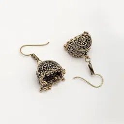 Anouk Women Gold Plated Oxidised Contemporary Jhumka Earrings image 2