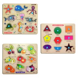 Mingkids Educational Jigsaw Puzzles Learning Toys Kit Sea Animals Shapes & Colours & Vegetables Pack of 3 - 27 Pieces-3