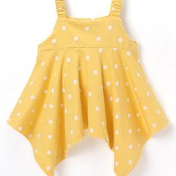Babyhug Cotton Knit Sleeveless Top Polka Dots Print - Yellow-image-60