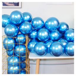 Bubble Trouble Blue Metallic Chrome Balloons With Shiny Surface For Birthdays - Pack of 100-1