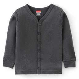 Babyhug Thermal Full Sleeves Solid Front Open Vest - Dark Grey-image-86
