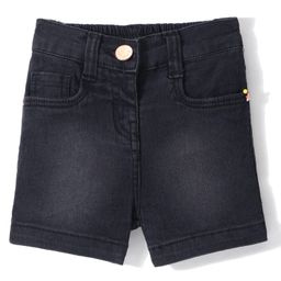 Babyhug Mid Thigh Length Solid Color Stretchable Denim Shorts - Black-picture-14