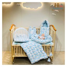 Fareto Complete Bedding Set essentials Combo For Baby - Cloud Line Blue-17