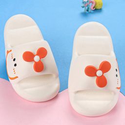 Oh! Pair Slip On Clogs with Floral Applique - White-25