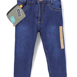 Little Kangaroos Denim Full length Jeans with Pouch with Text Print - Dark Blue-image-95