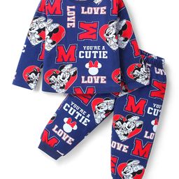 Babyhug Disney Single Jersey Knit Full Sleeves Co-ords Night Suit with Minnie Mouse Graphics - Navy Blue-image-73