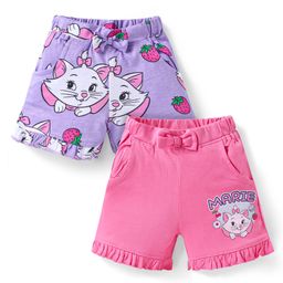 Babyhug Disney Terry Knit Above Knee Length Shorts With Marie Graphics & Frill Detailing Pack of 2 - Dark Pink & Lavender-picture-16