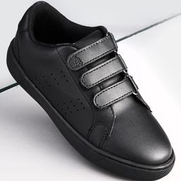 Pine Kids Velcro Closure Solid Color School Shoes - Black-image-52