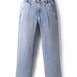 Pine Kids Woven Full Length Washed Denim Jeans - Light Blue-picture-2