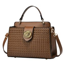 SYGA Women Elegant Contrast Color Handbag Stylish Top-Handle Shoulder Bag (Brown)-picture-24