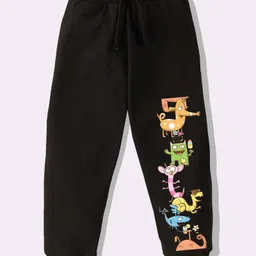 KAVEE Pure Cotton Knit Cartoons Printed Biowashed Lounge Pants - Black-picture-45