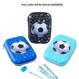 Azhari Soccer Theme Pencil Case Multiple Compartments and Zipper For Kids -Pack of 1 Color May Vary-picture-15