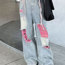 LULU & SKY Girls Wide Leg Highly Distressed Heavy Fade Jeans-picture-2