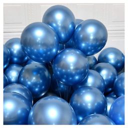 Bubble Trouble Blue Metallic Chrome Balloons With Shiny Surface For Birthdays - Pack of 100 image 3