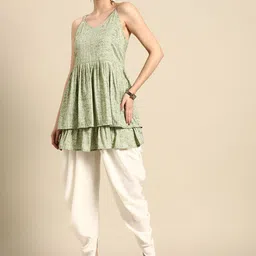 Anouk Women Bandhani Printed Pleated Kurti With Dhoti Pants-image-97