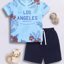 LITTLE NINJA Boys Printed Pure Cotton T-shirt With Shorts-image-99