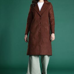 DressBerry Notched Lapel Collar Longline Overcoat-image-65