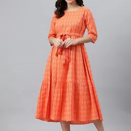 Subh LAXMI Printed A-Line Midi Dress-image-12