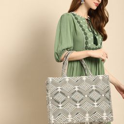 Anouk Geometric Textured Shopper Tote Bag-70