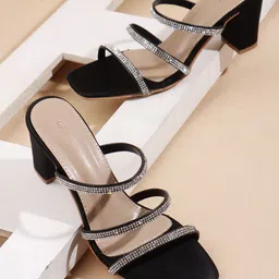 Lavie Embellished Party Block Heel Sandals-14