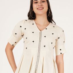 Brownverse Women Embroidered Cotton Top-image-80