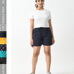 BAESD Women Pack Of 5 Printed Pure Cotton Mid-Rise Shorts-picture-36