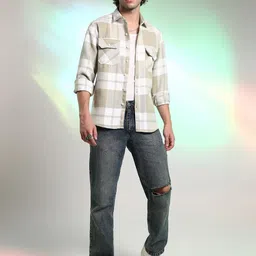 Campus Sutra Comfort Checked Spread Collar Cotton Casual Shirt-image-57
