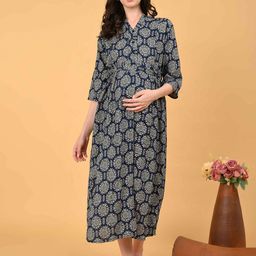 GOLDSTROMS Women Ethnic Motifs Print A-Line Maternity Dress-image-85