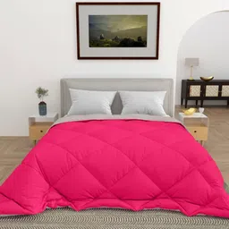 CHICERY Pink & Grey Cotton AC Room 200 GSM Single Bed Comforter-image-95