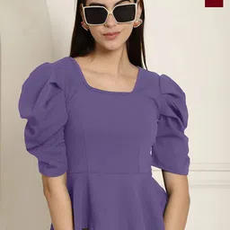 Metronaut Women Pack Of 2 Puff Sleeve Peplum Top-picture-16
