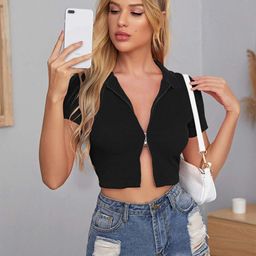 Stylecast X Slyck Shirt Style Crop Top-image-44