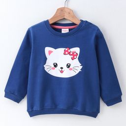 Babyhug Full Sleeves Sweatshirt Kitty Print - Navy Blue-image-24