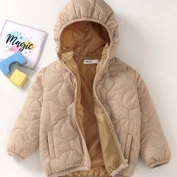 Babyoye Full Sleeves Feather Lite Light Weight Warm Hooded Jacket - Beige-image-73