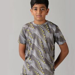 Kiddopanti Half Sleeves Paint Abstract Art Printed Sports Tee  - Grey-picture-14
