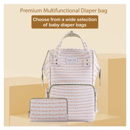 Polka Tots Stylish Multifunctional Rainbow Diaper Bag for Mothers Travel with Pouch - Peach-image-24