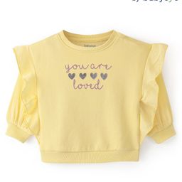 Babyoye Eco Conscious 100% Cotton Love Foil Printed Full Sleeve Sweatshirt- Lime Yellow-image-16