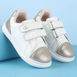 Babyoye Slip On Casual Shoes with Velcro Closure - White & Gold-image-79